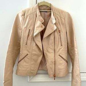 ESPIRIT light pink leather motorcycle jacket. Size 4